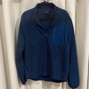 Champion Men's Blue Quarter-Zip Sweater Preloved Size M
